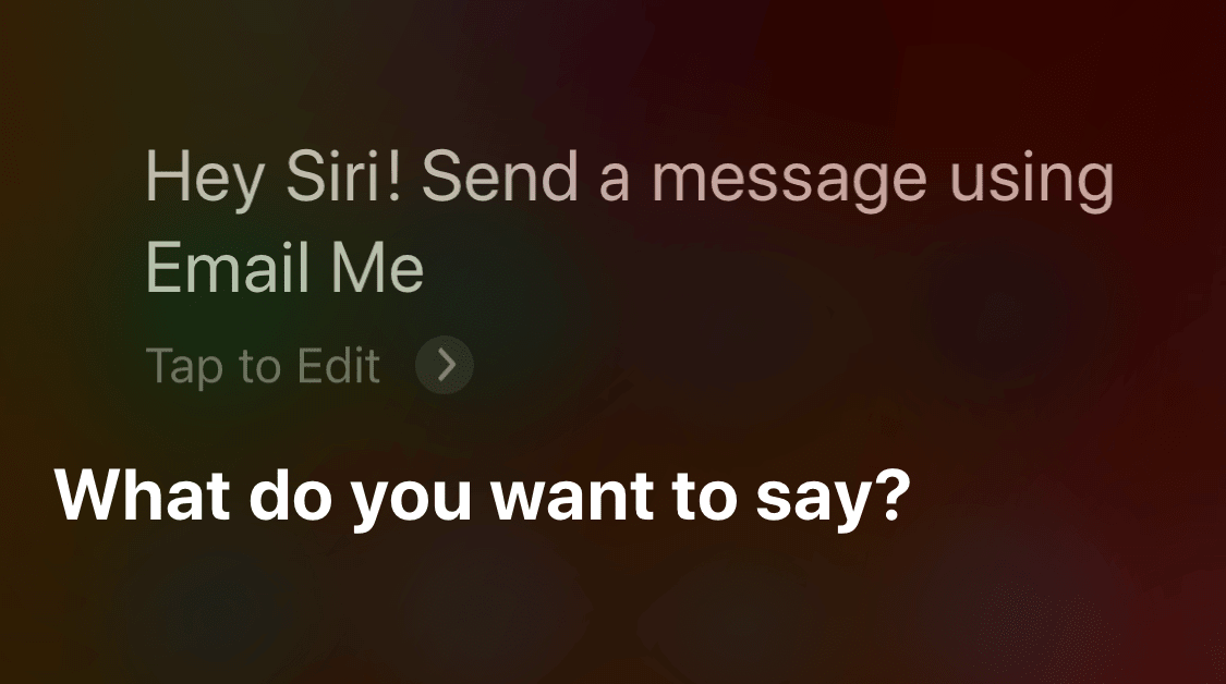 Email Me App Siri Shortcuts integration on iOS 13 allowing hands-free note creation with voice commands